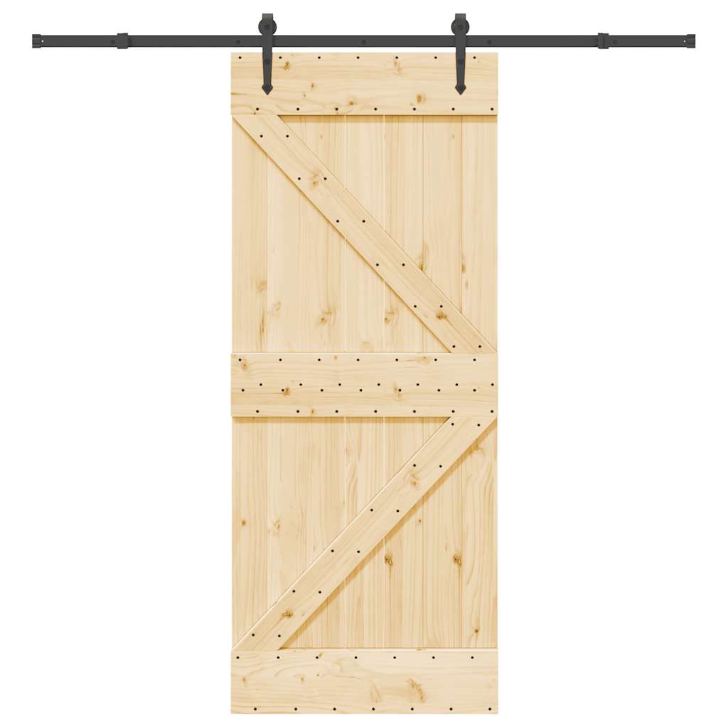 Vetonek Puerta corredera con herrajes madera maciza de pino 85x210 cm