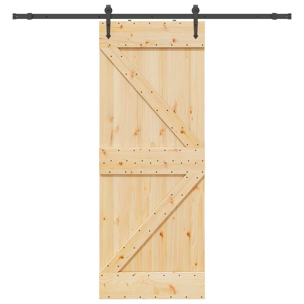 Vetonek Puerta corredera con herrajes madera maciza de pino 80x210 cm