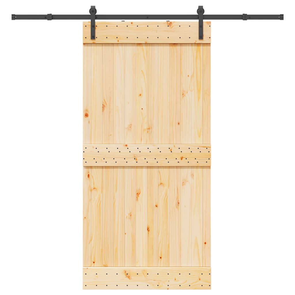 Vetonek Puerta corredera con herrajes madera maciza de pino 100x210 cm