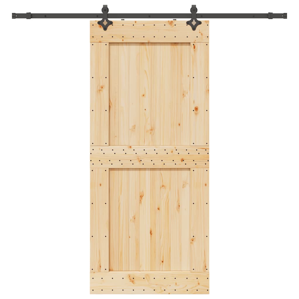 Vetonek Puerta corredera con herrajes madera maciza de pino 100x210 cm