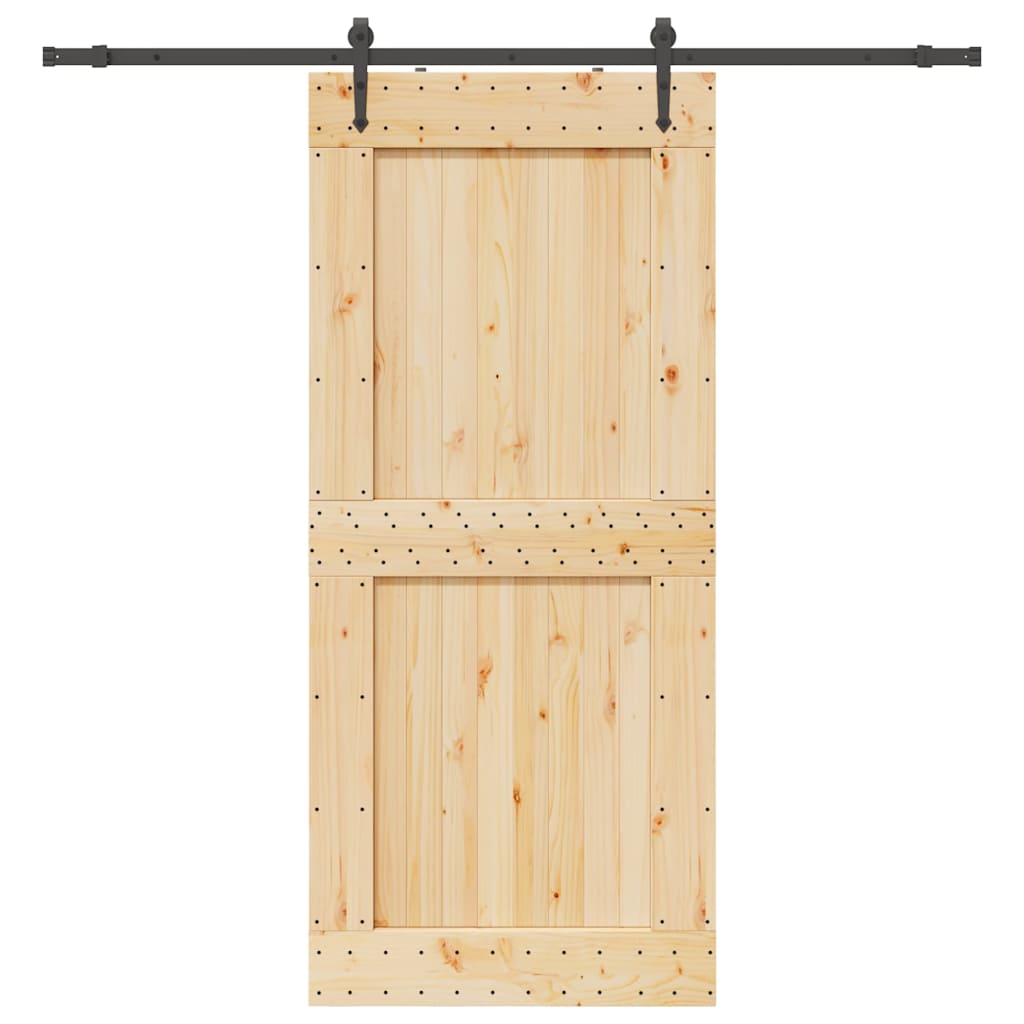 Vetonek Puerta corredera con herrajes madera maciza de pino 100x210 cm