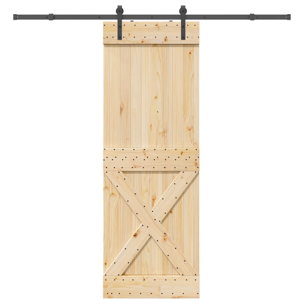 Vetonek Puerta corredera con herrajes madera maciza de pino 80x210 cm