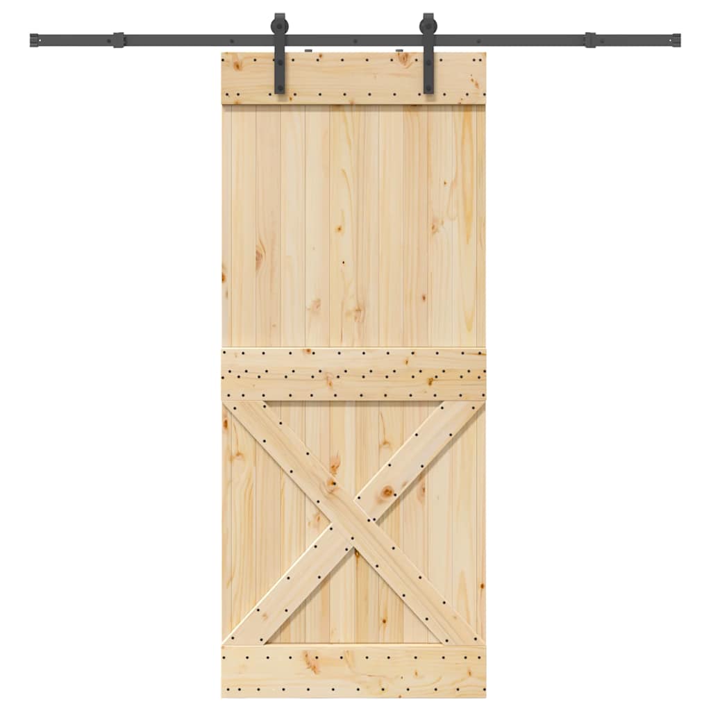 Vetonek Puerta corredera con herrajes madera maciza de pino 90x210 cm