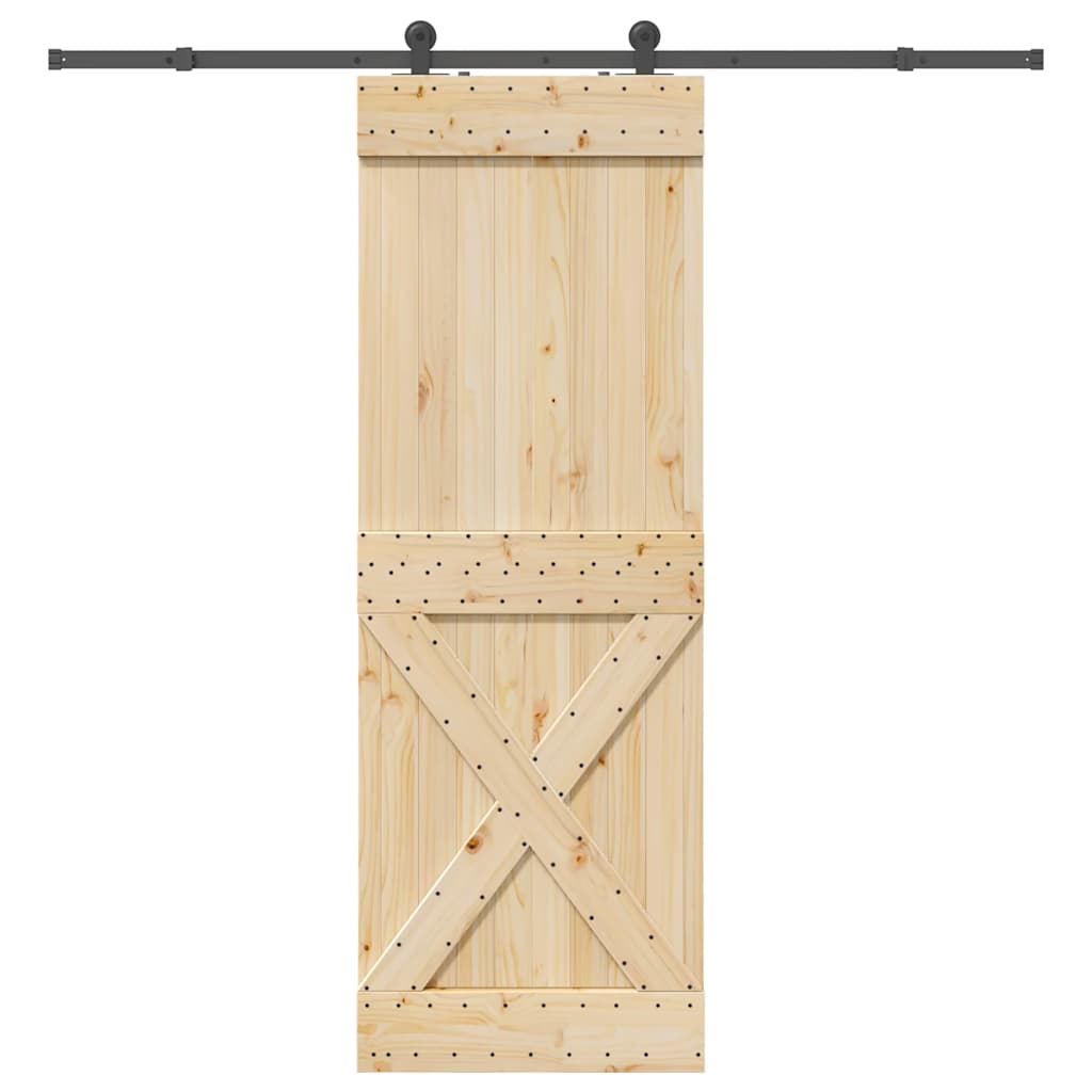 Vetonek Puerta corredera con herrajes madera maciza de pino 80x210 cm