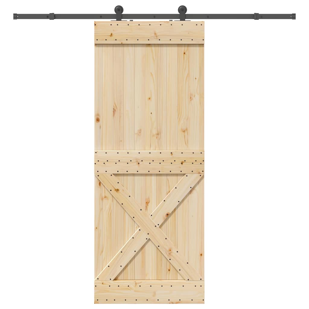 Vetonek Puerta corredera con herrajes madera maciza de pino 90x210 cm