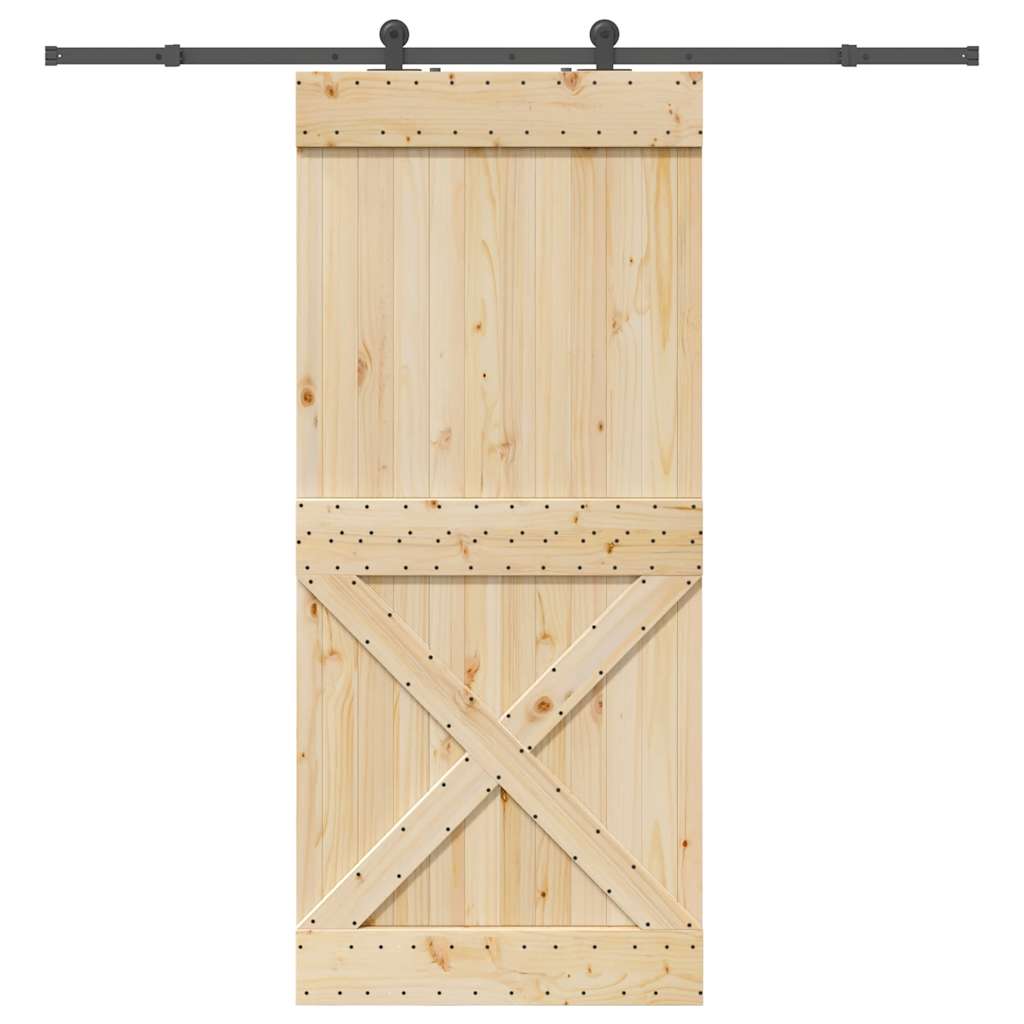 Vetonek Puerta corredera con herrajes madera maciza de pino 100x210 cm