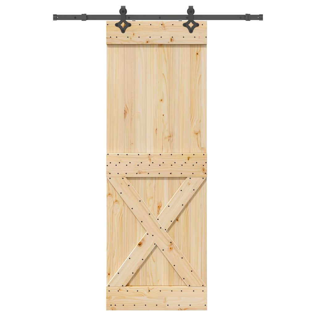 Vetonek Puerta corredera con herrajes madera maciza de pino 80x210 cm