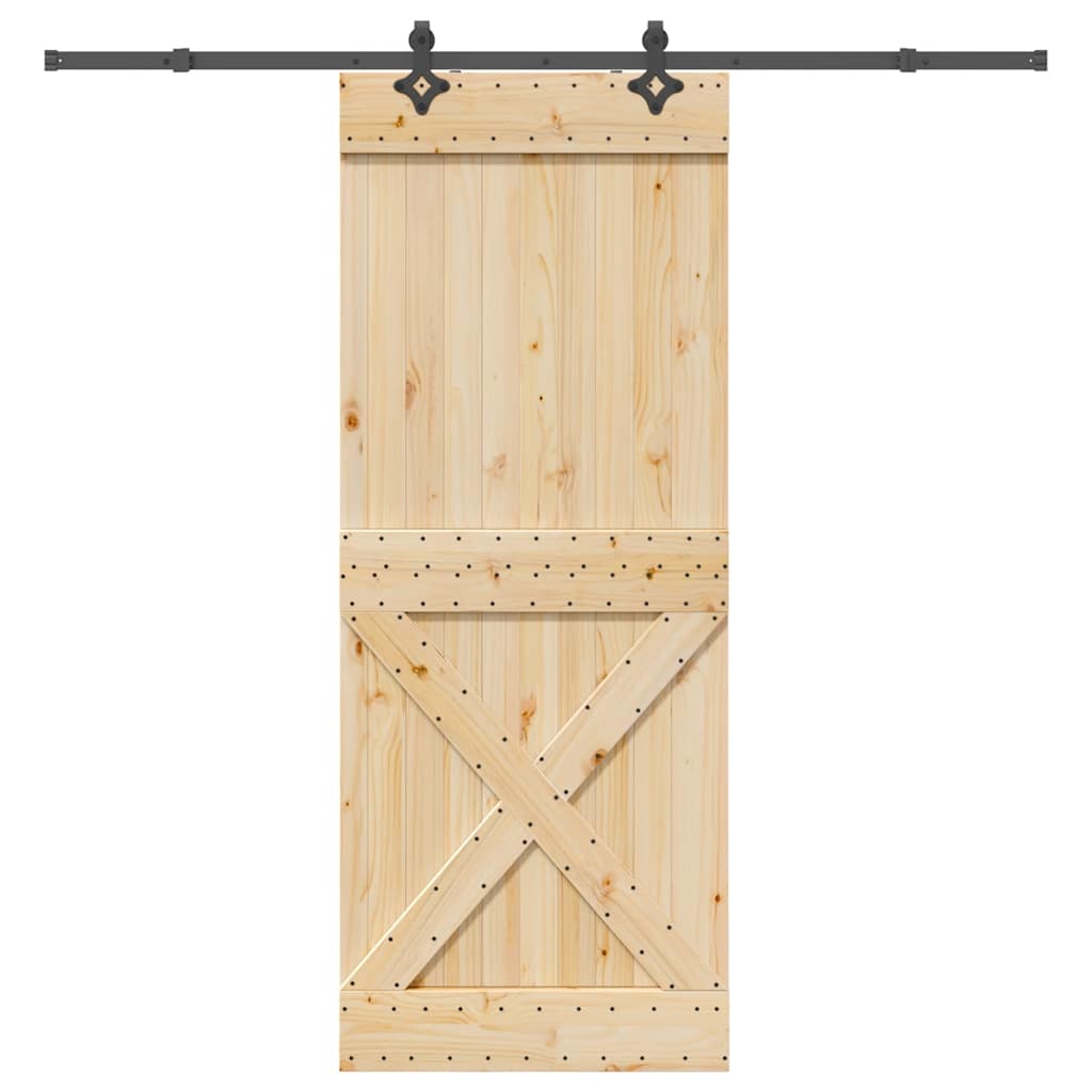 Vetonek Puerta corredera con herrajes madera maciza de pino 90x210 cm