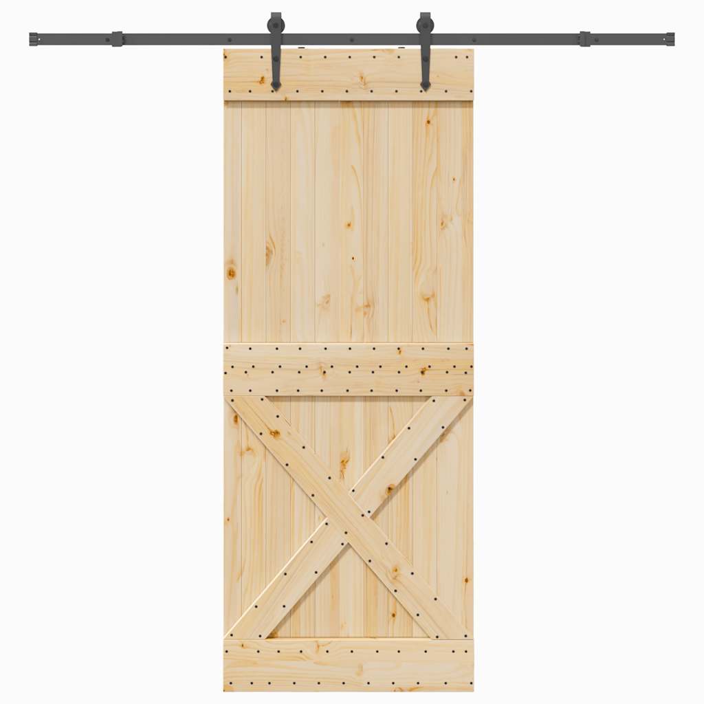 Vetonek Puerta corredera con herrajes madera maciza de pino 90x210 cm