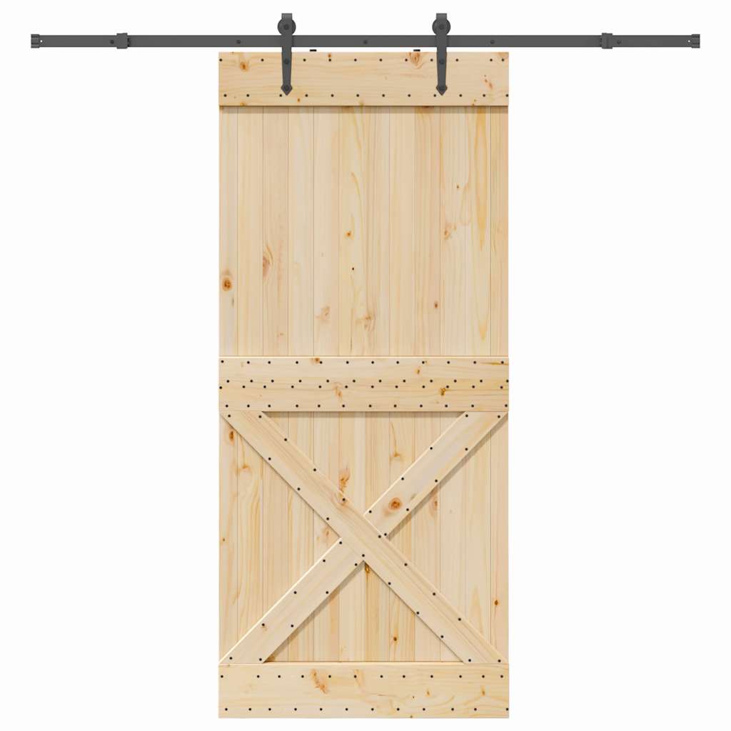 Vetonek Puerta corredera con herrajes madera maciza de pino 100x210 cm