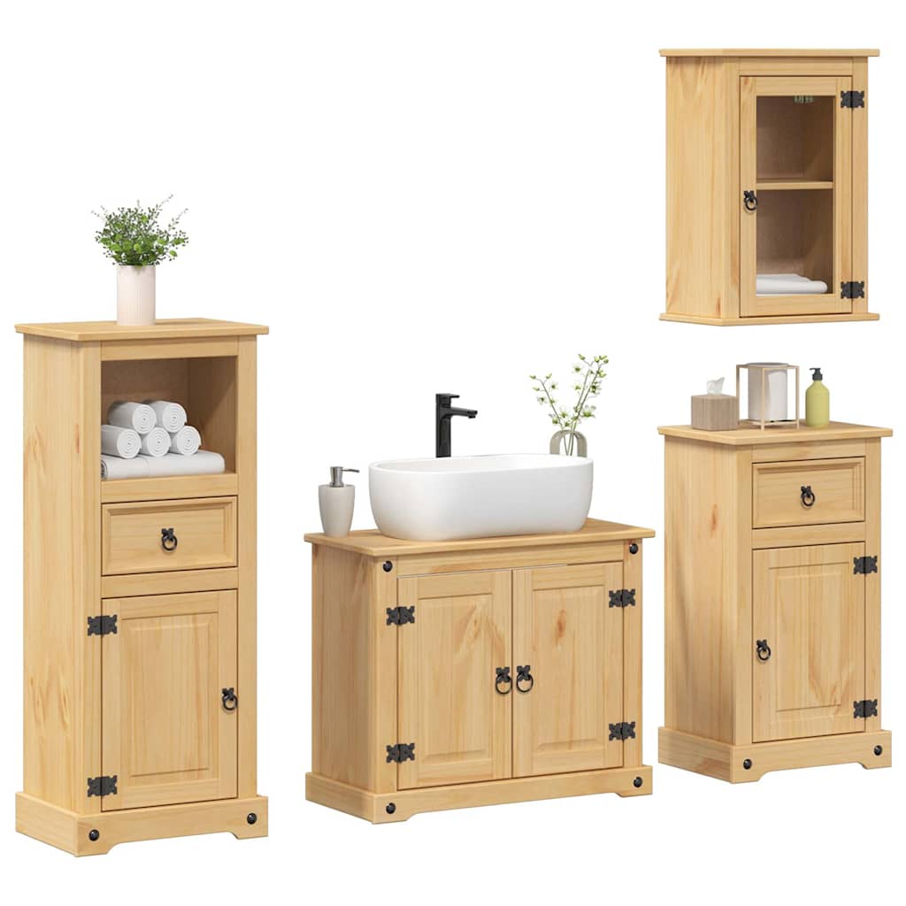 Vetonek Juego de muebles de baño Corona 4 pzas madera maciza pino