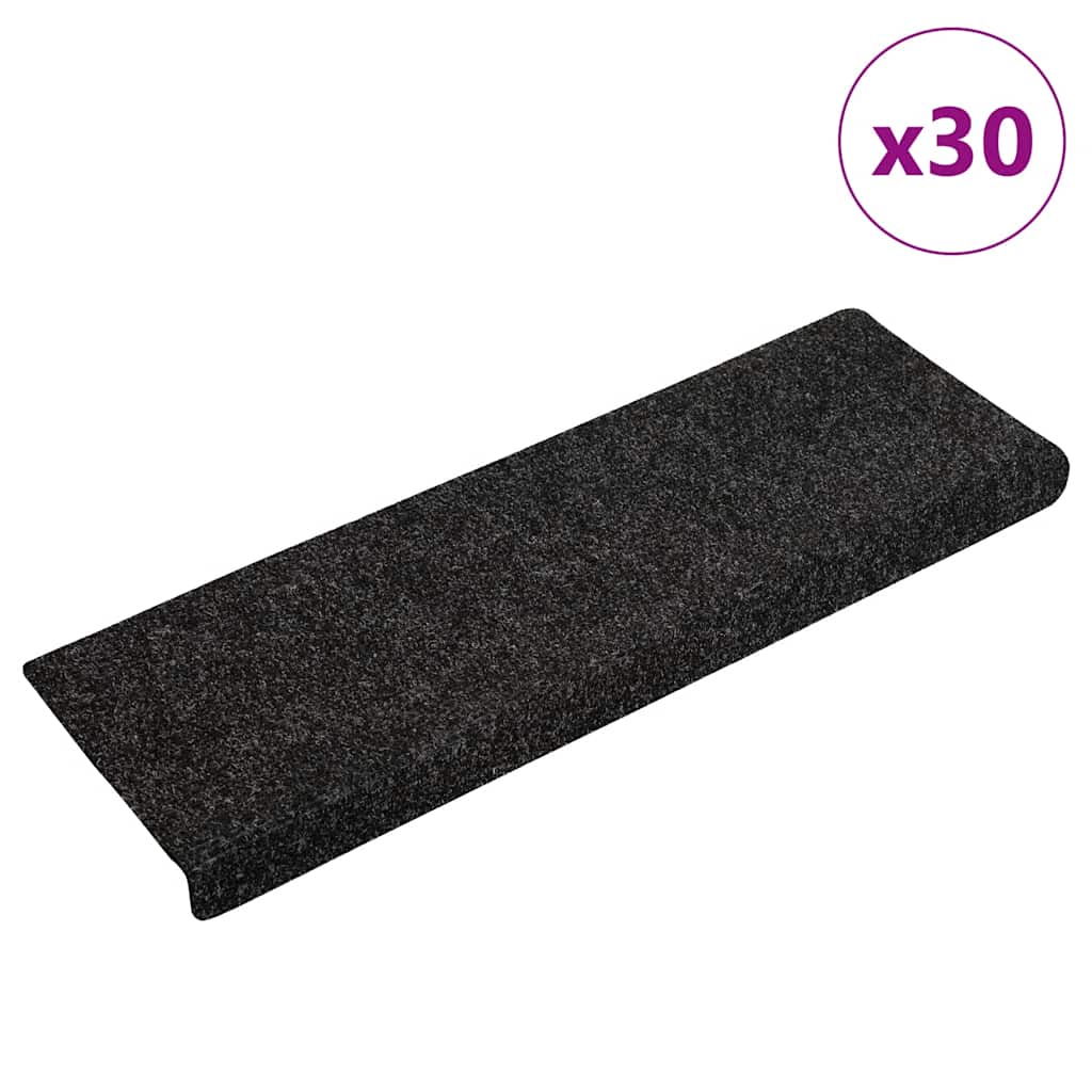 Vetonek Alfombrilla autoadhesiva escalera 30 uds negro 65x21x4 cm