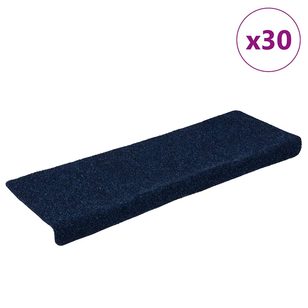 Vetonek Alfombrilla autoadhesiva escalera 30 uds azul marino 65x21x4 cm