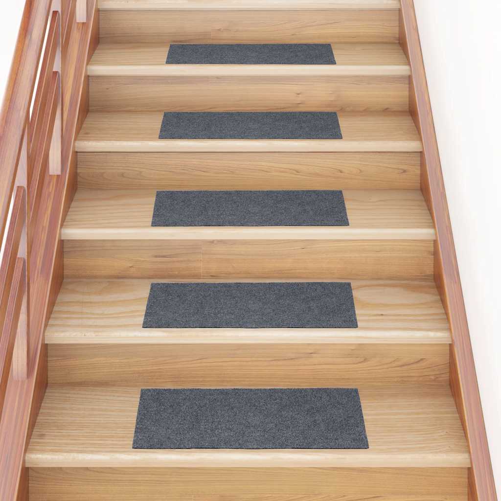 Vetonek Alfombrillas escaleras autoadhesivas 30uds gris claro 60x25 cm