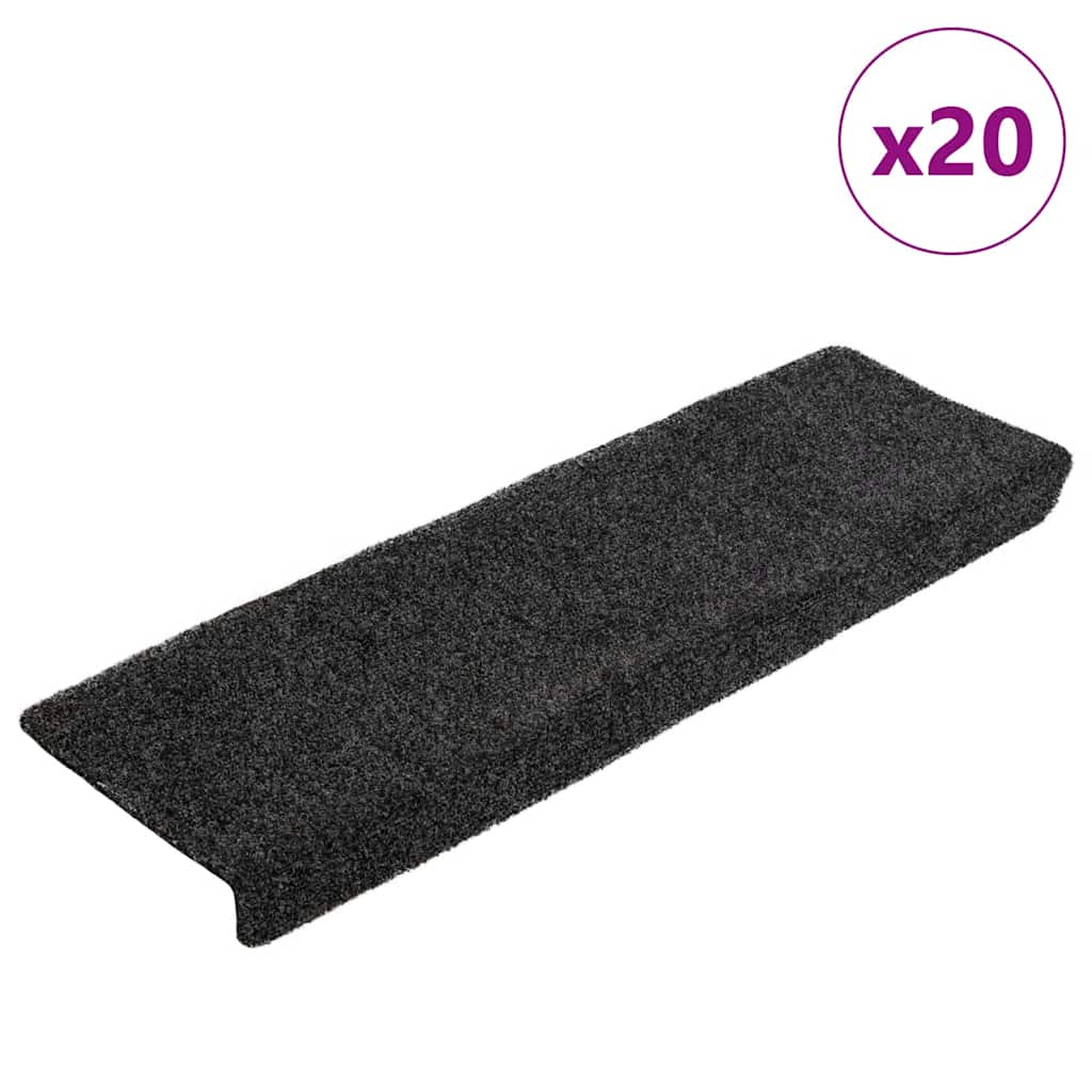 Vetonek Alfombrilla autoadhesiva escalera 20 uds negro 65x21x4 cm