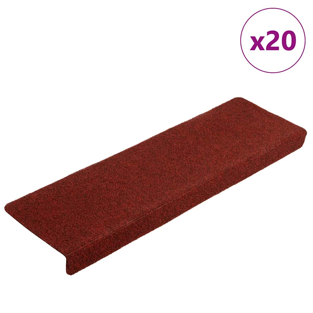 Vetonek Alfombrilla autoadhesiva escalera 20 uds rojo burdeos 65x21x4cm