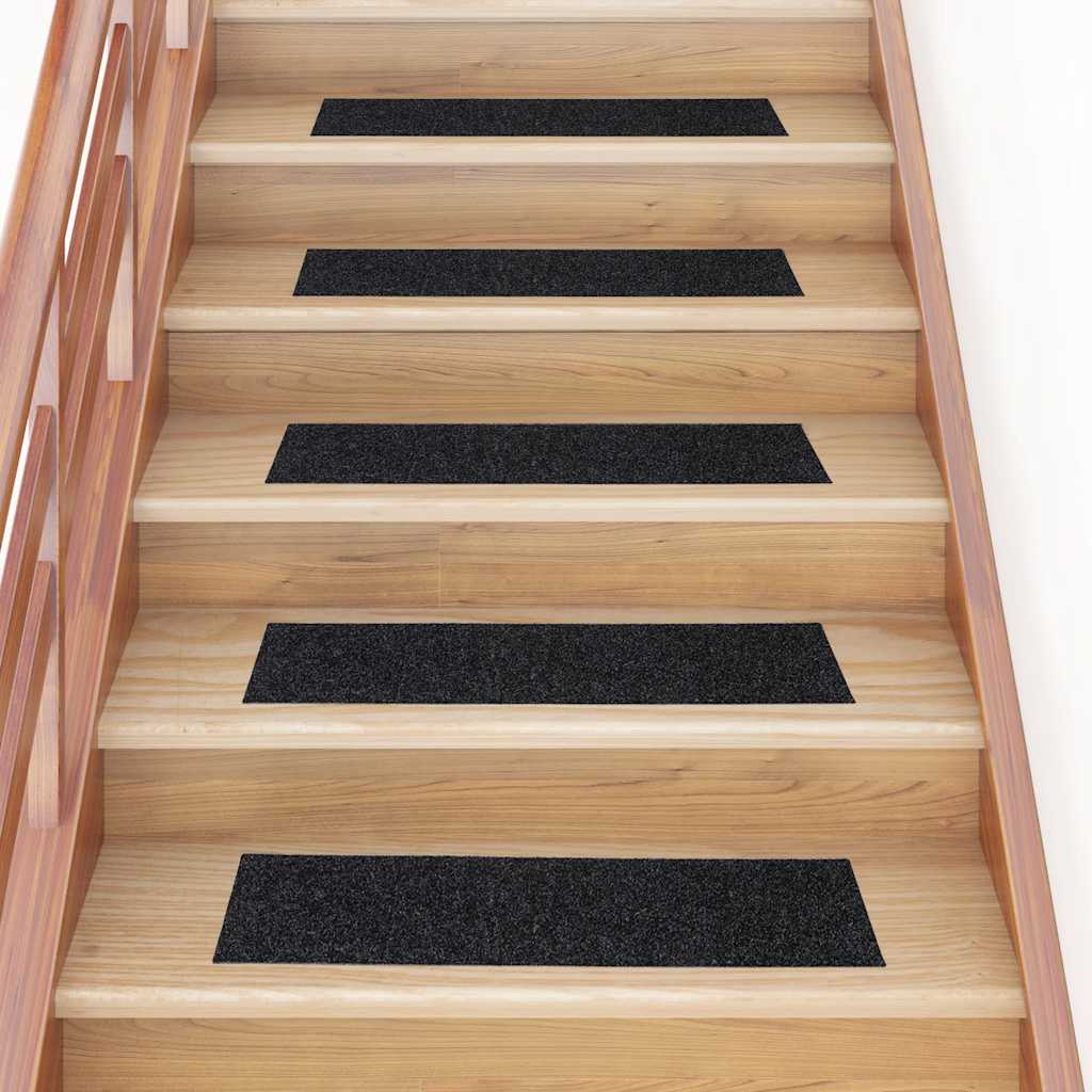 Vetonek Alfombrillas escaleras autoadhesivas 30uds negro 76x20 cm