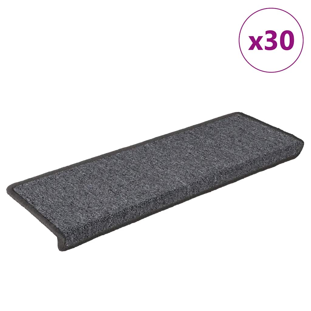 Vetonek Alfombrilla escalera 30 uds 65x21x4 cm Gris y negro