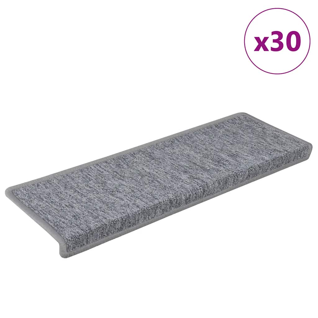 Vetonek Alfombrilla escalera 30 uds 65x21x4 cm Blanco y gris