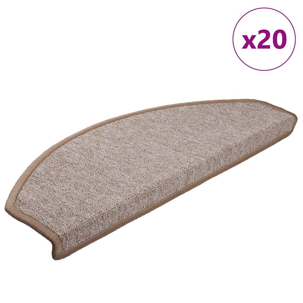 Vetonek Alfombrilla escalera 20 uds marrón claro 65x24x4 cm