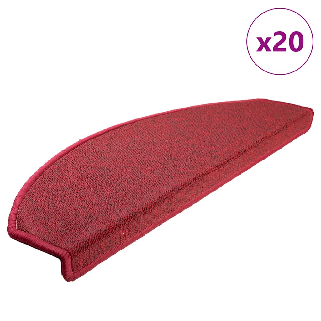 Vetonek Alfombrilla escalera 20 uds rojo burdeos 65x24x4 cm