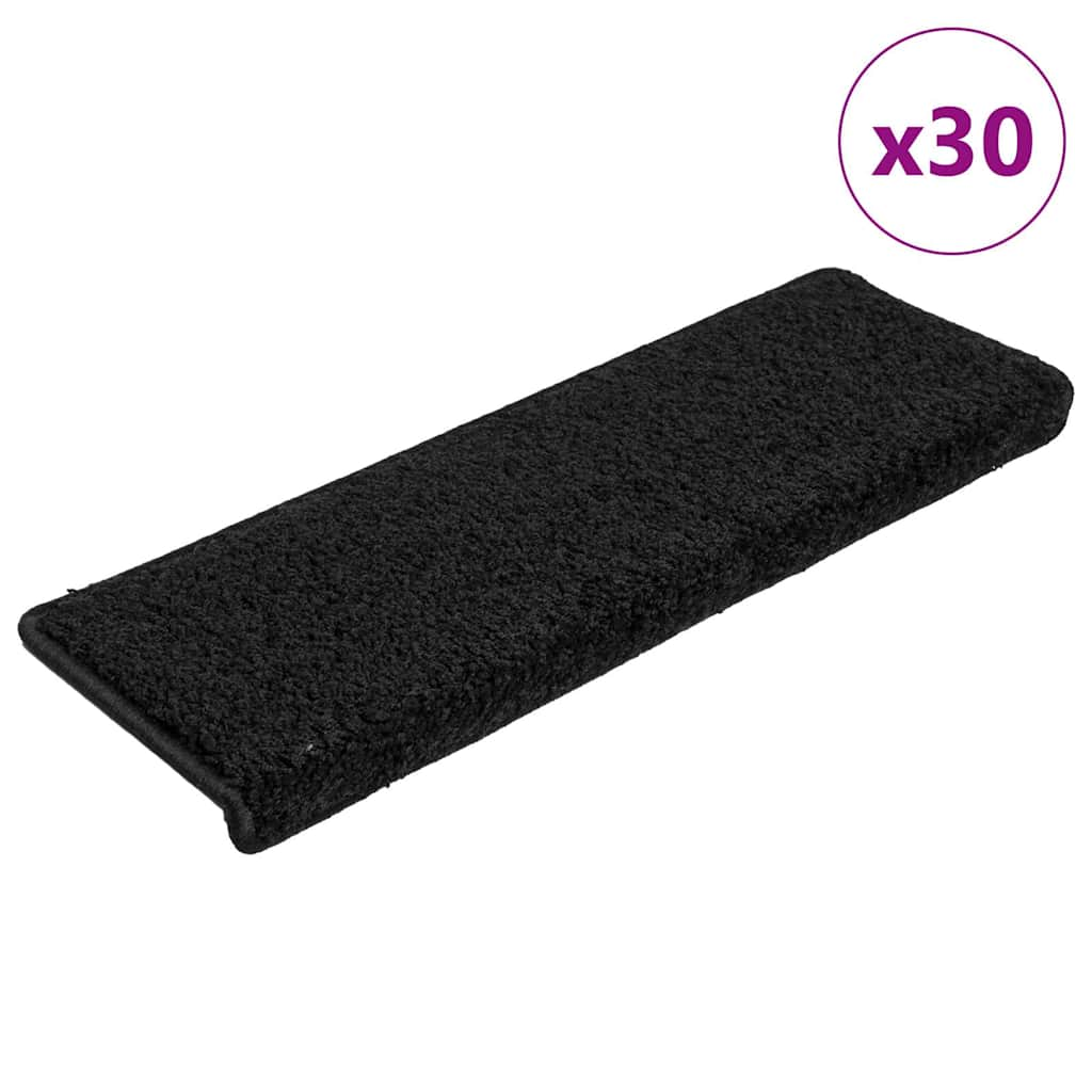 Vetonek Alfombrilla escalera 30 uds 65x21x4 cm negro