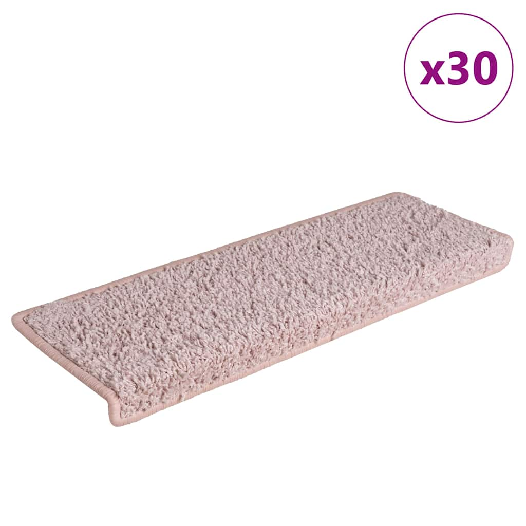 Vetonek Alfombrilla escalera 30 uds 65x21x4 cm Blanco y rosa