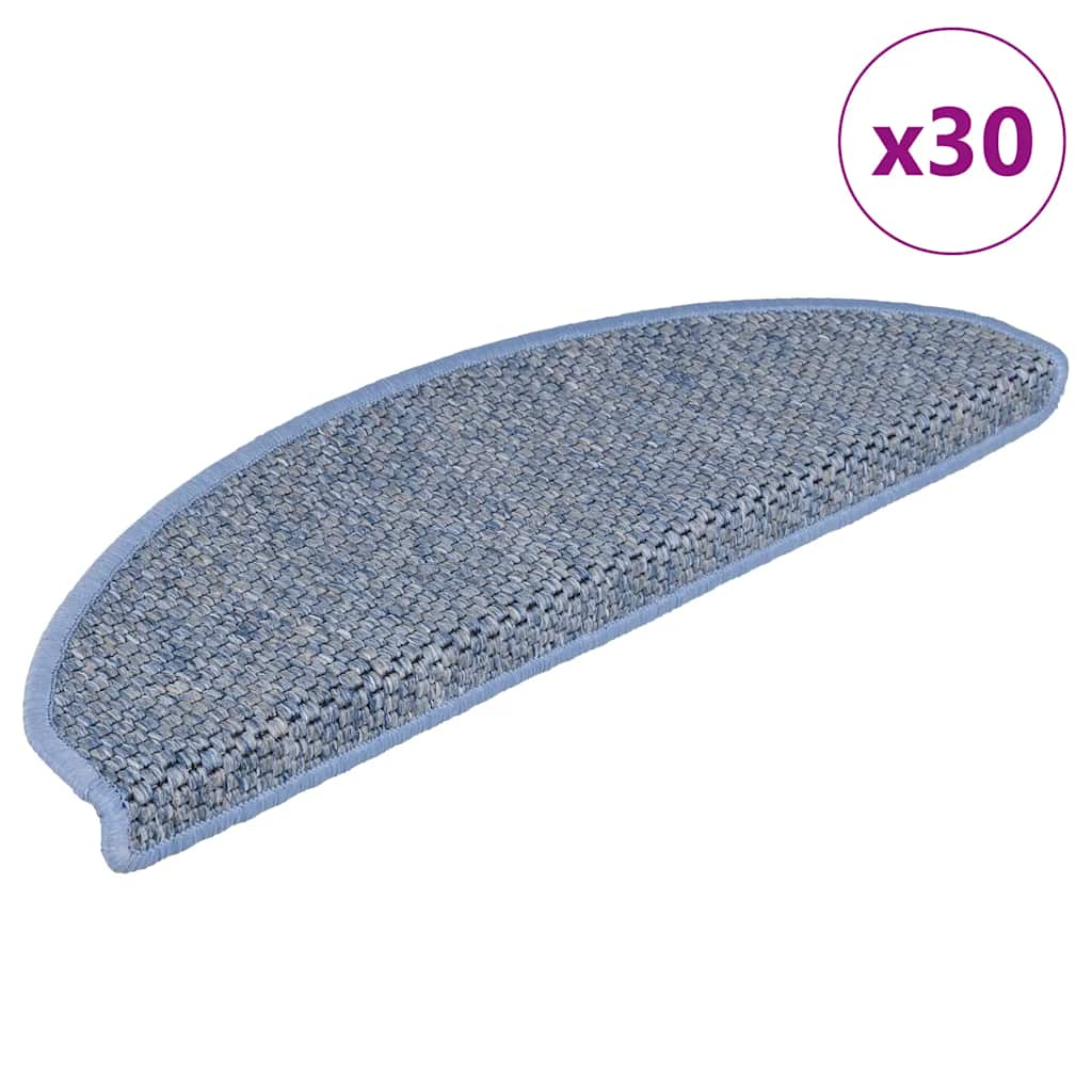 Vetonek Alfombra autoadhesiva escalera sisal 30 uds 56x17x3 cm azul