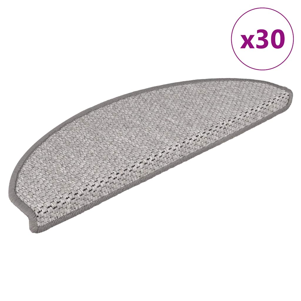 Vetonek Alfombra autoadhesiva escalera sisal 30 uds 65x21x4 cm Platina