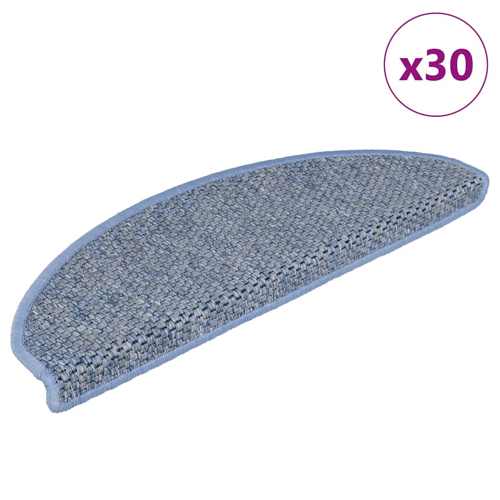 Vetonek Alfombra autoadhesiva escalera sisal 30 uds 65x21x4 cm azul