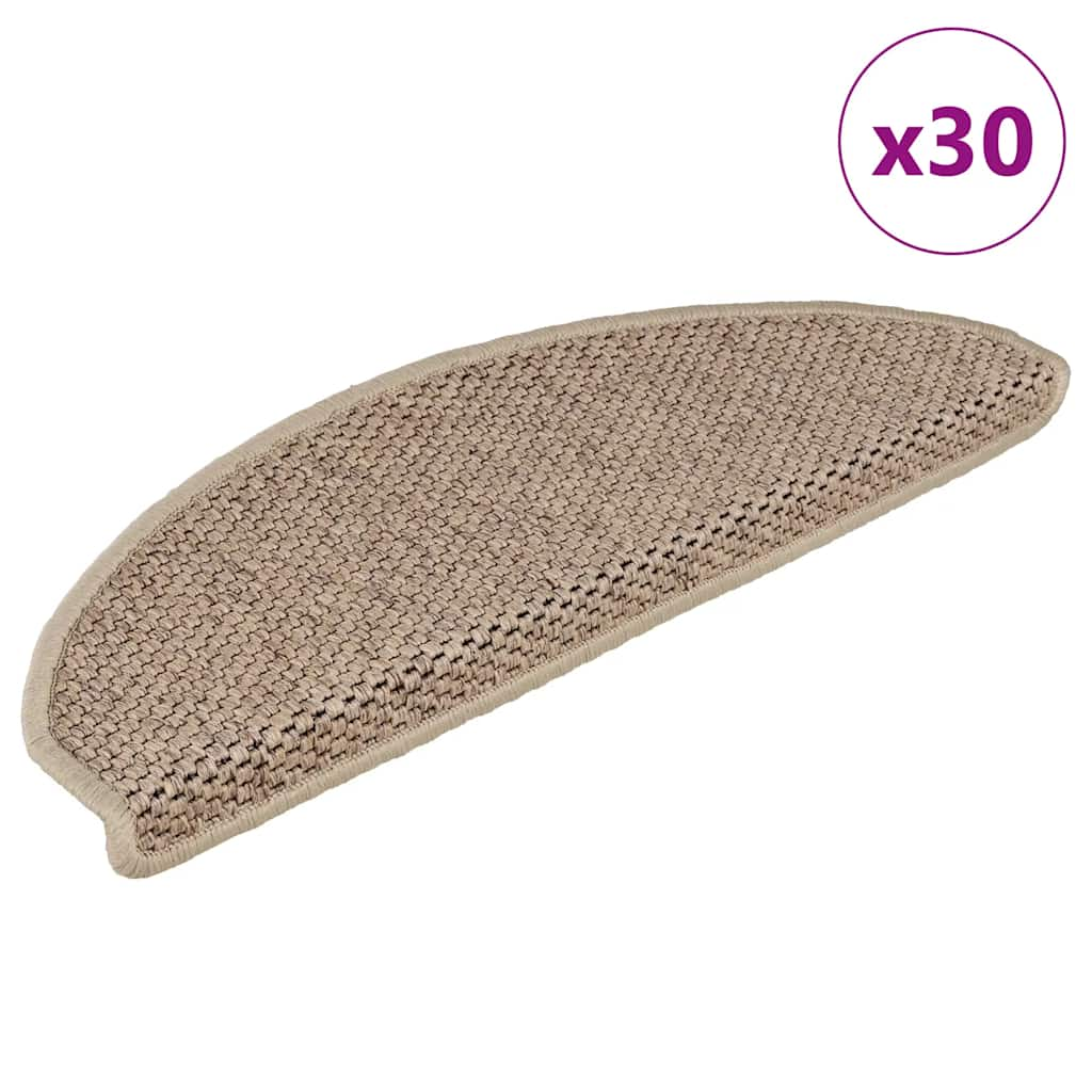 Vetonek Alfombra autoadhesiva escalera sisal 30 uds 65x21x4 cm arena