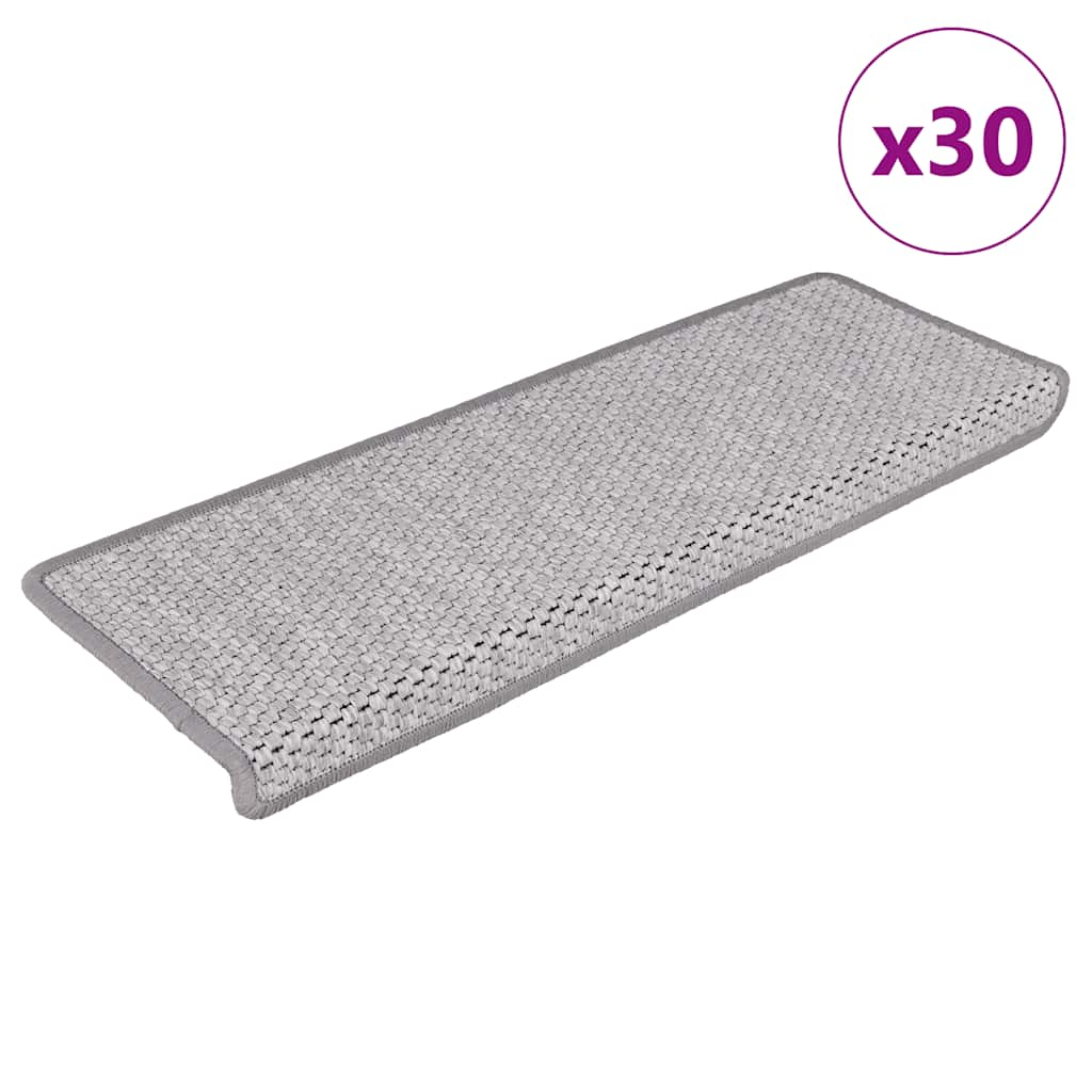 Vetonek Alfombra autoadhesiva escalera sisal 30 uds 65x21x4 cm Platina