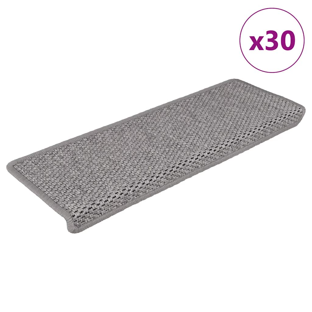 Vetonek Alfombra autoadhesiva escalera sisal 30 uds 65x21x4 cm plateado