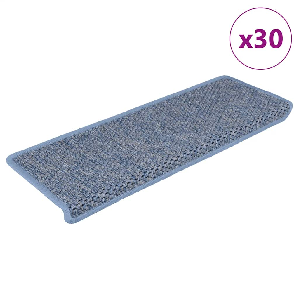 Vetonek Alfombra autoadhesiva escalera sisal 30 uds 65x21x4 cm azul