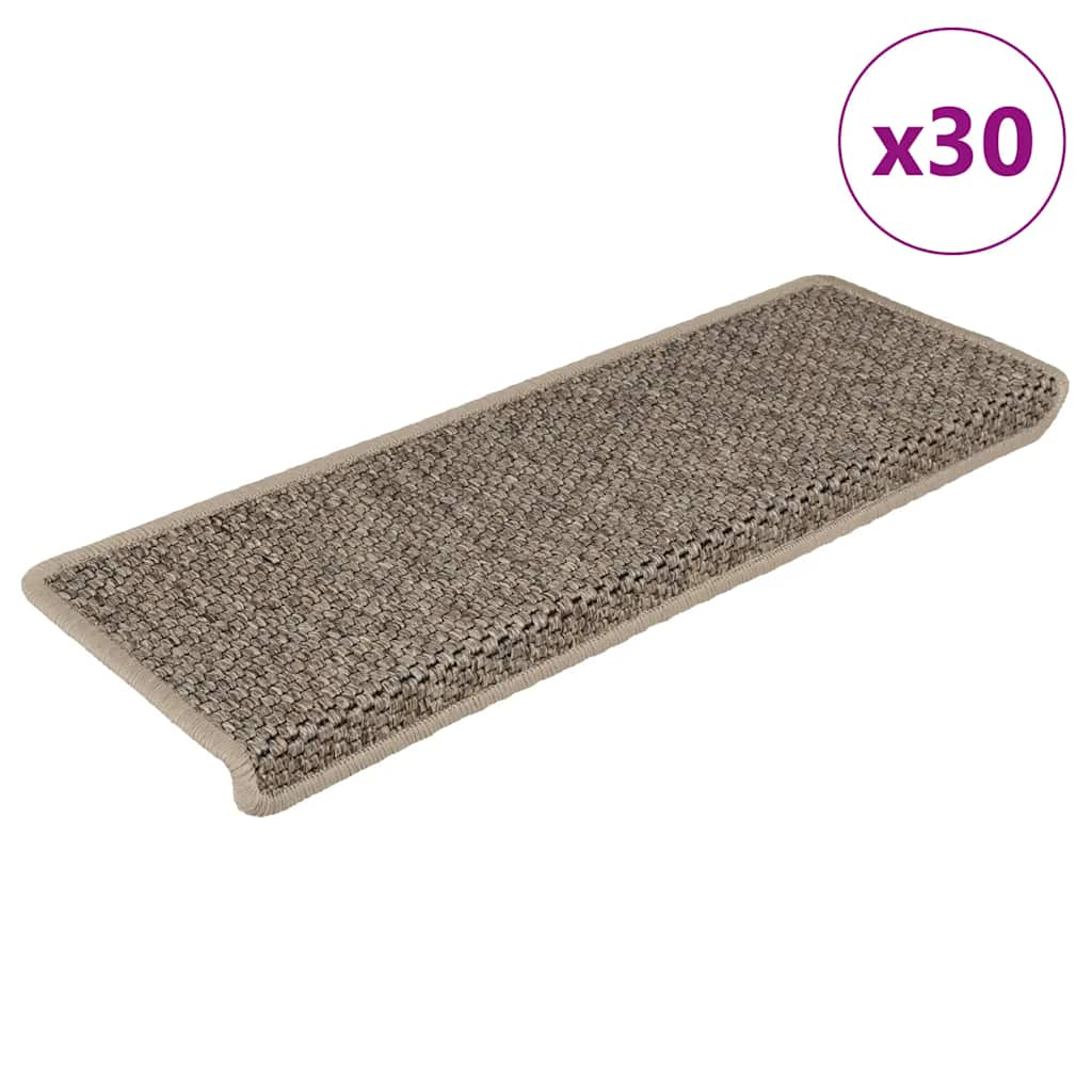 Vetonek Alfombra autoadhesiva escalera sisal 30 uds beige oscuro