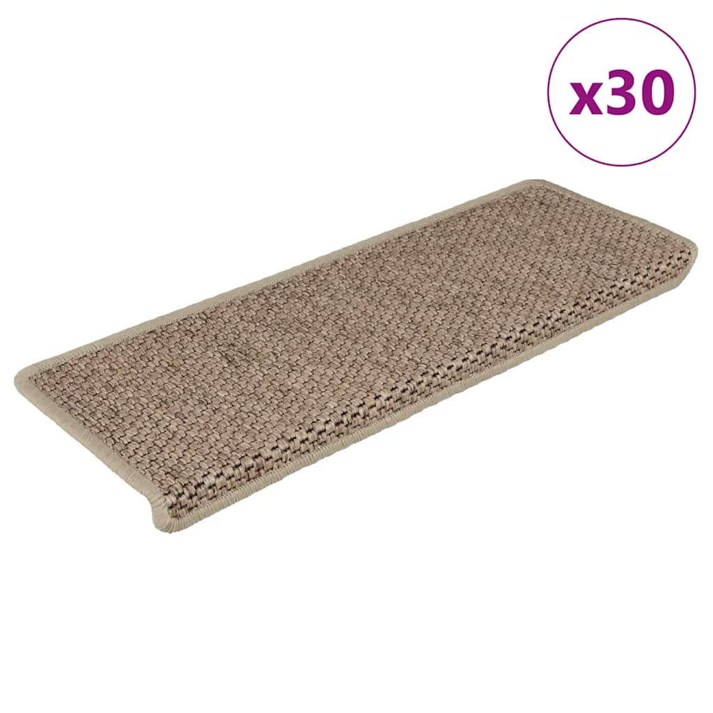 Vetonek Alfombra autoadhesiva escalera sisal 30 uds 65x21x4 cm arena