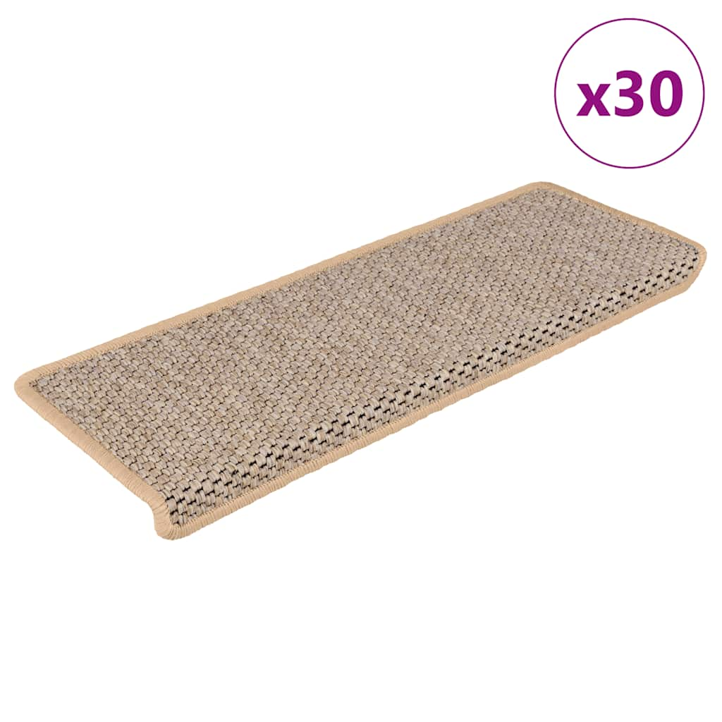 Vetonek Alfombra autoadhesiva escalera sisal 30 uds beige claro