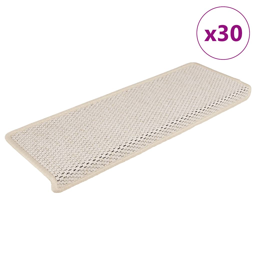 Vetonek Alfombra autoadhesiva escalera sisal 30 uds 65x21x4 cm Cream