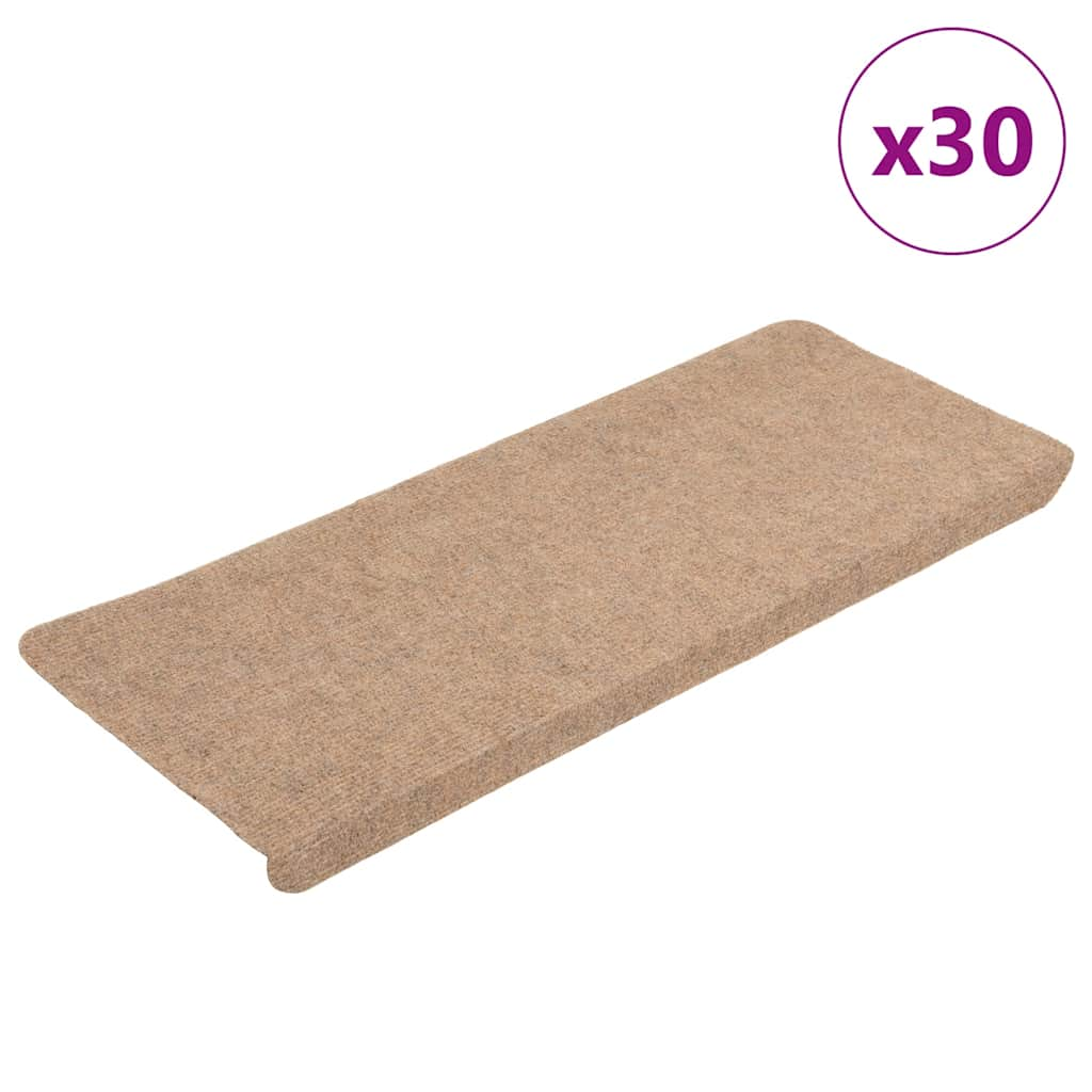 Vetonek Alfombrilla autoadhesiva escalera 30 uds beige 65x24,5x3,5 cm