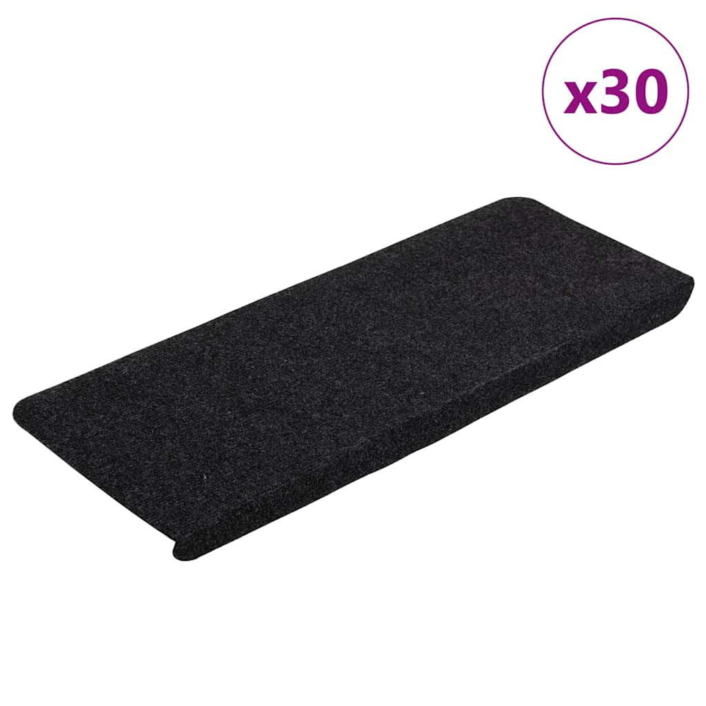 Vetonek Alfombrilla autoadhesiva escalera 30 uds negro 65x24,5x3,5 cm