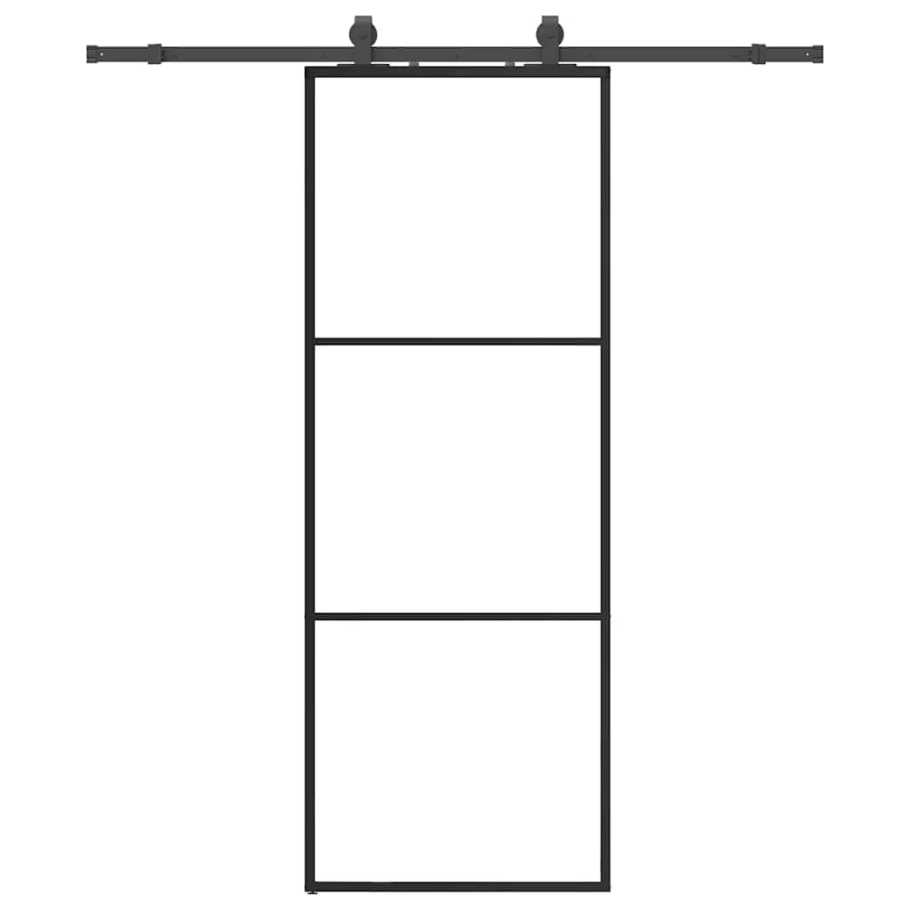 Sliding door with black hardware set 76x205 cm ESG glass 