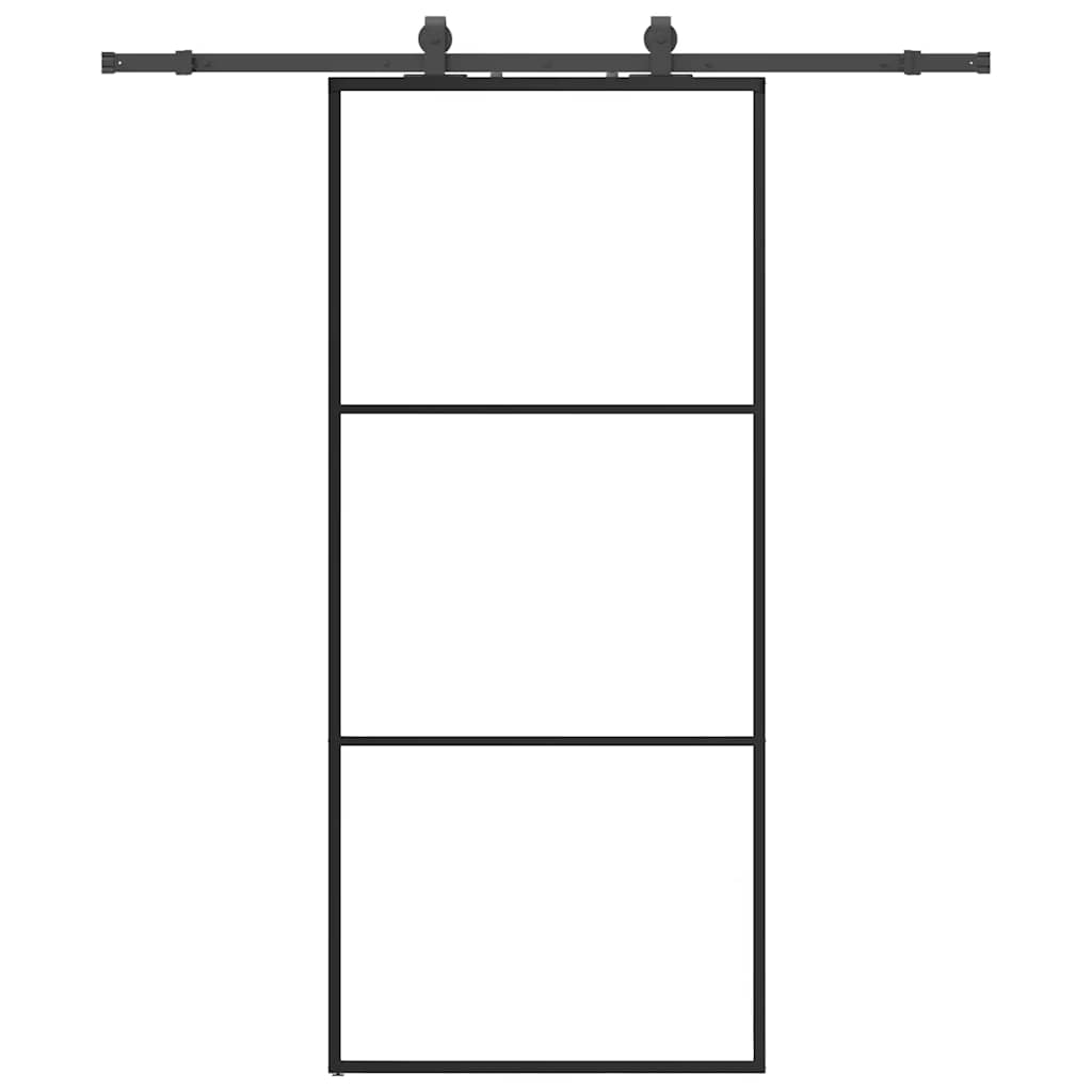 Sliding door with black hardware set 90x205 cm ESG glass 