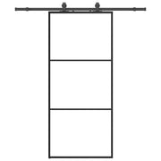 Vetonek Puerta corredera con set herrajes negro 90x205 cm vidrio ESG