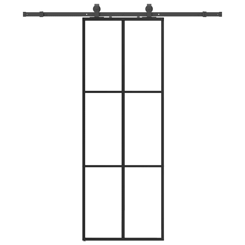 Sliding door with black hardware set 76x205 cm ESG glass 