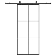 Vetonek Puerta corredera con set herrajes negro 90x205 cm vidrio ESG