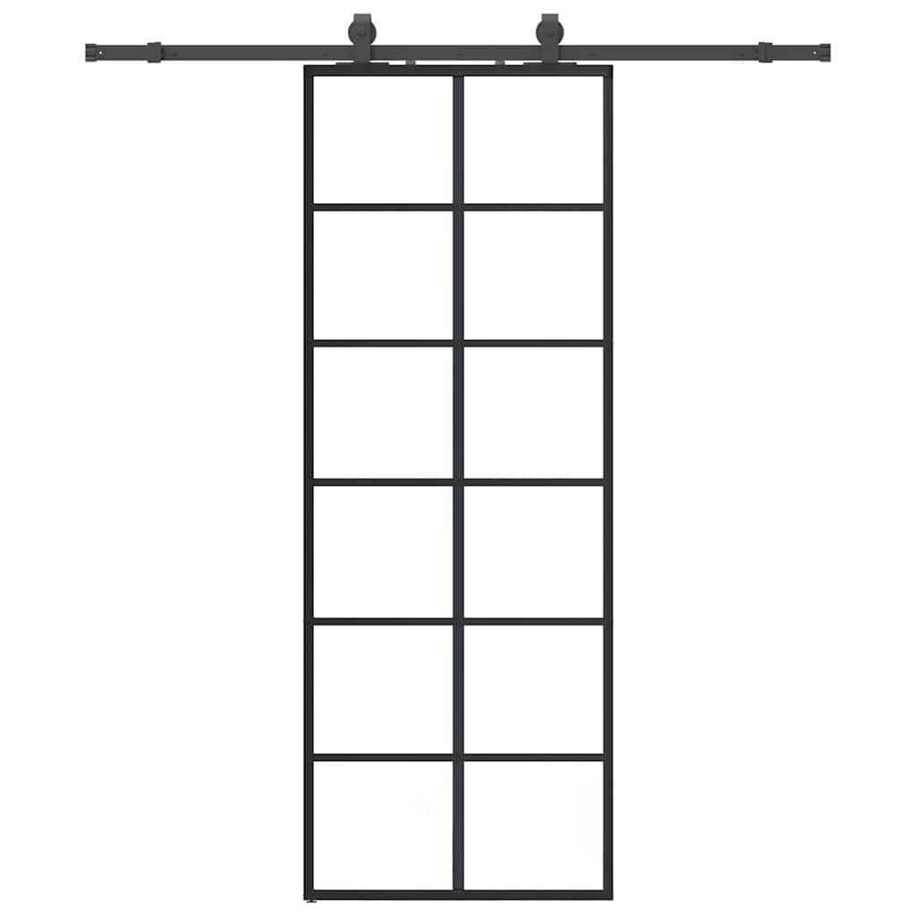 Sliding door with black hardware set 76x205 cm ESG glass 