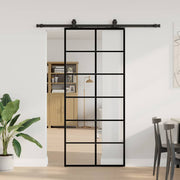 Puerta corredera con set herrajes negro 90x205 cm vidrio esg v4359 Vetonek