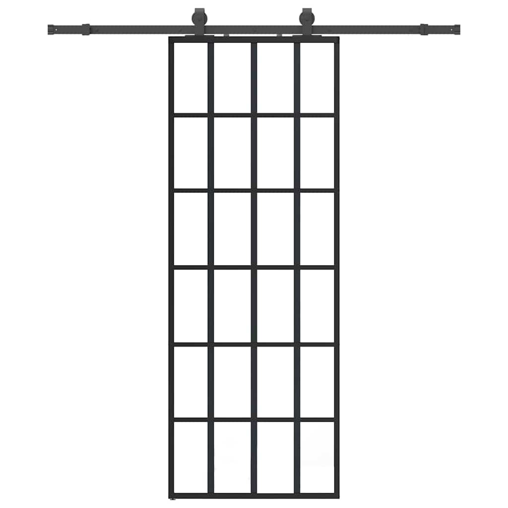 Sliding door with black hardware set 76x205 cm ESG glass 