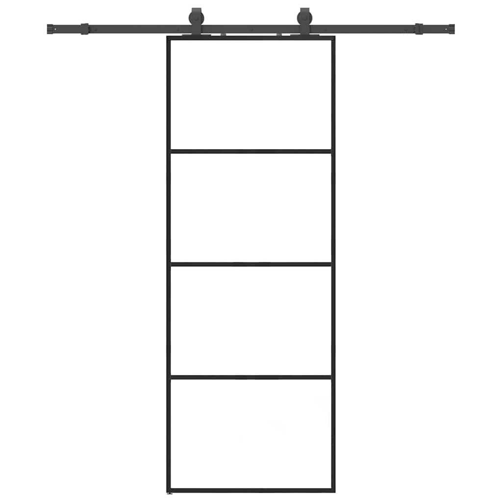 Sliding door with black hardware set 76x205 cm ESG glass 