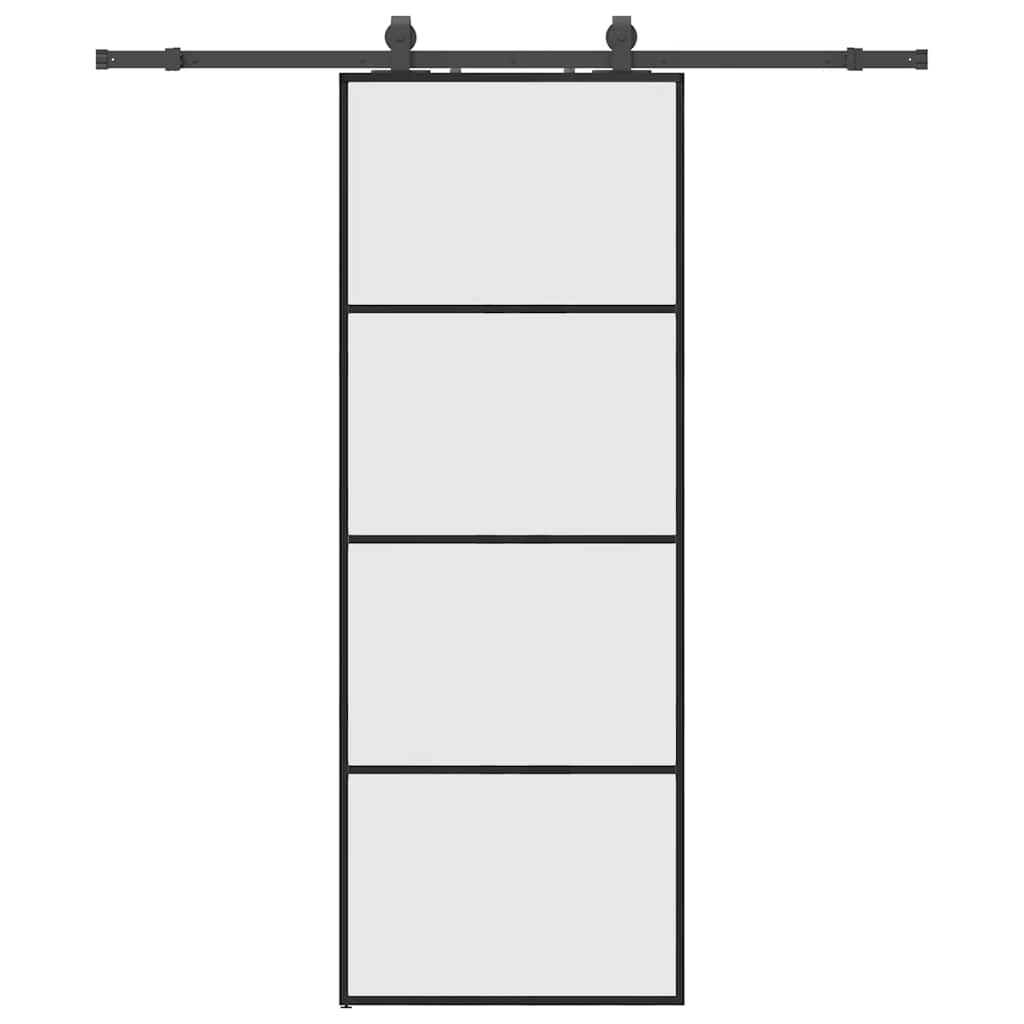 Sliding door with black hardware set 76x205 cm ESG glass 
